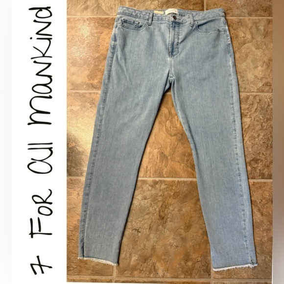 7 For All Mankind Denim - 7 For All Mankind Light Blue Cropped Denim Skinnies -Sz 12-